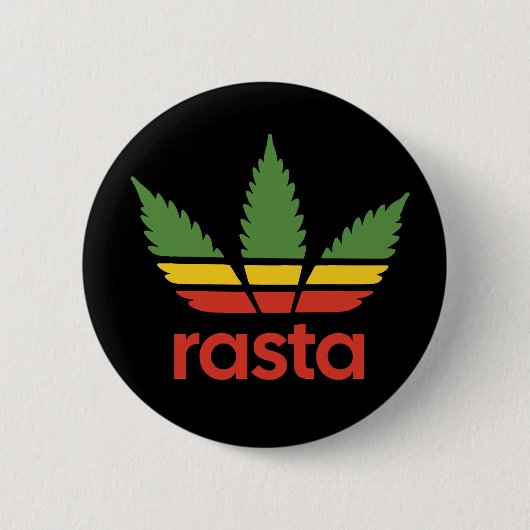 Rasta Leaf Pin Ronde Button 5,7 Cm (Voorkant)
