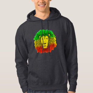 Rasta leeuw hoofd rood geel groen tekening Jamaica Hoodie