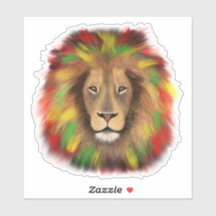 Rasta leeuw hoofd rood geel groen tekening Jamaica Sticker