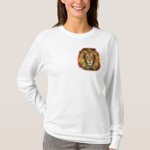 Rasta leeuw hoofd rood geel groen tekening Jamaica T-shirt