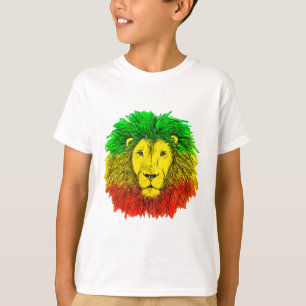 Rasta leeuw hoofd rood geel groen tekening Jamaica T-shirt