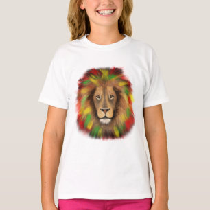 Rasta leeuw hoofd rood geel groen tekening Jamaica T-shirt