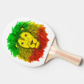 Rasta leeuw hoofd rood geel groen tekening Jamaica Tafeltennisbatje (Zijkant)