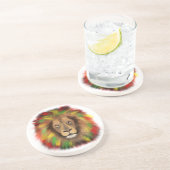 Rasta leeuw hoofd rood geel groen tekening Jamaica Zandsteen Onderzetter (Zijkant)