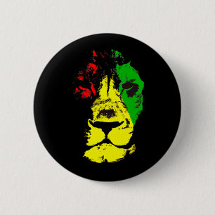 Rasta - leeuw van Judah Ronde Button 5,7 Cm
