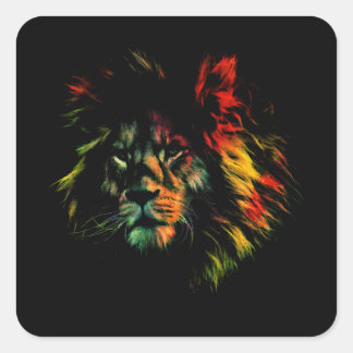 Rasta Leeuw Vierkante Sticker