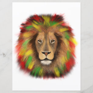Rasta leeuwenkop rood geel groen tekening Jamaica 