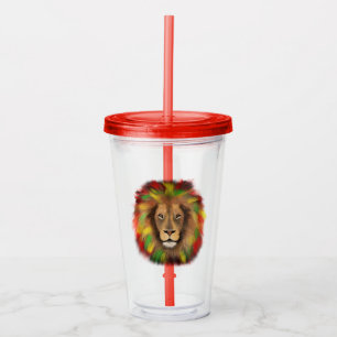 Rasta leeuwenkop rood geel groen tekening Jamaica  Acryl Drinkbeker