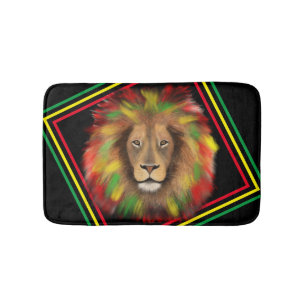 Rasta leeuwenkop rood geel groen tekening Jamaica Badmat