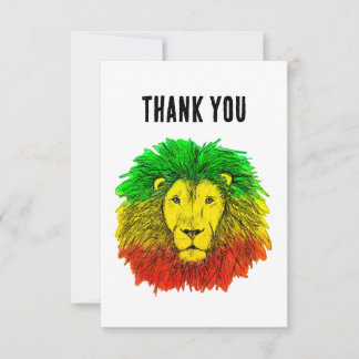 Rasta leeuwenkop rood geel groen tekening Jamaica  Bedankkaart