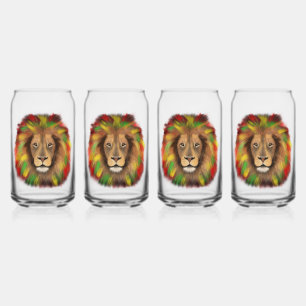 Rasta leeuwenkop rood geel groen tekening Jamaica  Blikvorm Glas
