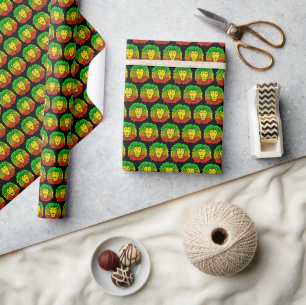 Rasta leeuwenkop rood geel groen tekening Jamaica Cadeaupapier