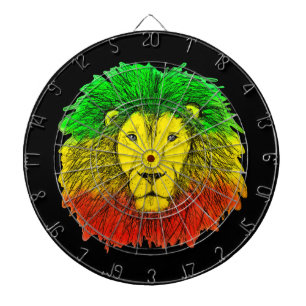 Rasta leeuwenkop rood geel groen tekening Jamaica  Dartbord