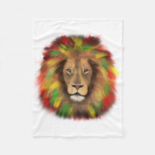 Rasta leeuwenkop rood geel groen tekening Jamaica  Fleece Deken
