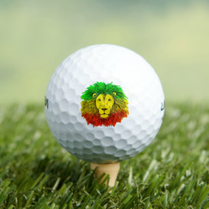 Rasta leeuwenkop rood geel groen tekening Jamaica  Golfballen