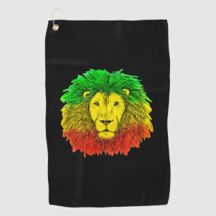 Rasta leeuwenkop rood geel groen tekening Jamaica  Golfhanddoek