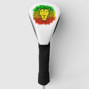Rasta leeuwenkop rood geel groen tekening Jamaica  Golfheadcover