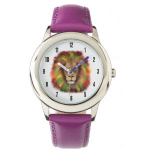 Rasta leeuwenkop rood geel groen tekening Jamaica  Horloge