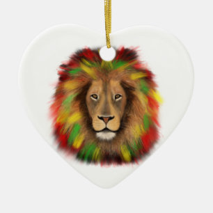 Rasta leeuwenkop rood geel groen tekening Jamaica  Keramisch Ornament