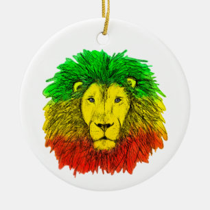 Rasta leeuwenkop rood geel groen tekening Jamaica Keramisch Ornament