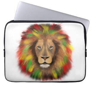 Rasta leeuwenkop rood geel groen tekening Jamaica Laptop Sleeve