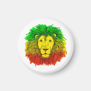 Rasta leeuwenkop rood geel groen tekening Jamaica  Magneet