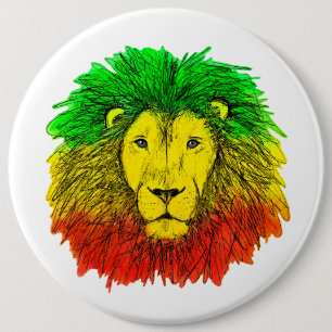 Rasta leeuwenkop rood geel groen tekening Jamaica  Ronde Button 6,0 Cm