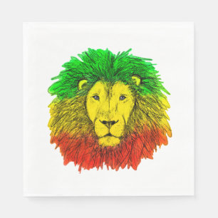 Rasta leeuwenkop rood geel groen tekening Jamaica Servet