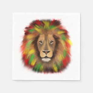 Rasta leeuwenkop rood geel groen tekening Jamaica Servet