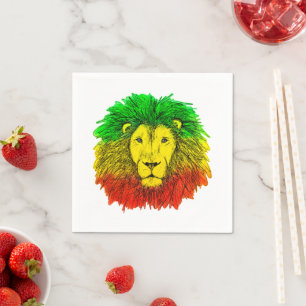 Rasta leeuwenkop rood geel groen tekening Jamaica Servet