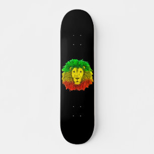 Rasta leeuwenkop rood geel groen tekening Jamaica  Skateboard