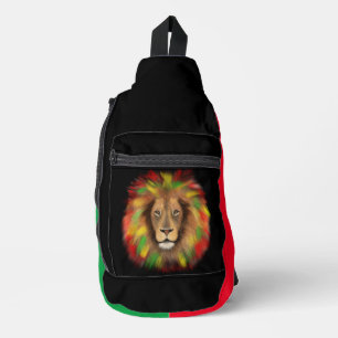 Rasta leeuwenkop rood geel groen tekening Jamaica Sling Bag