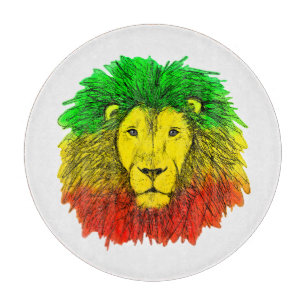 Rasta leeuwenkop rood geel groen tekening Jamaica  Snijplank