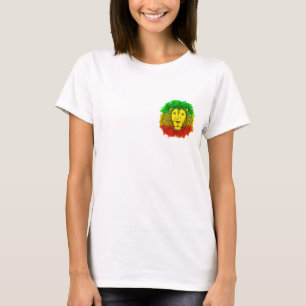Rasta leeuwenkop rood geel groen tekening Jamaica T-shirt