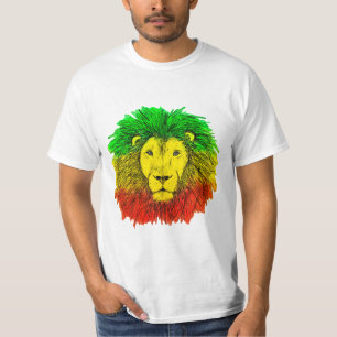 Rasta leeuwenkop rood geel groen tekening Jamaica T-shirt