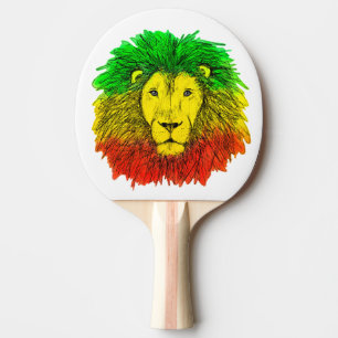 Rasta leeuwenkop rood geel groen tekening Jamaica  Tafeltennisbatje