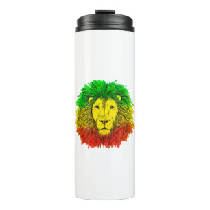 Rasta leeuwenkop rood geel groen tekening Jamaica  Thermosbeker
