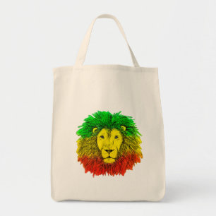Rasta leeuwenkop rood geel groen tekening Jamaica Tote Bag