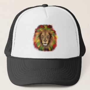 Rasta leeuwenkop rood geel groen tekening Jamaica  Trucker Pet