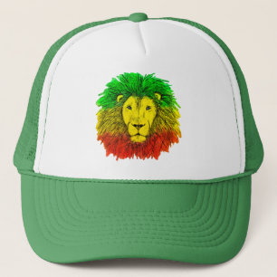 Rasta leeuwenkop rood geel groen tekening Jamaica  Trucker Pet