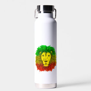 Rasta leeuwenkop rood geel groen tekening Jamaica  Waterfles