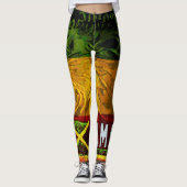 Rasta Lion de Judah Leggings avec drapeau jamaïcai (Devant)
