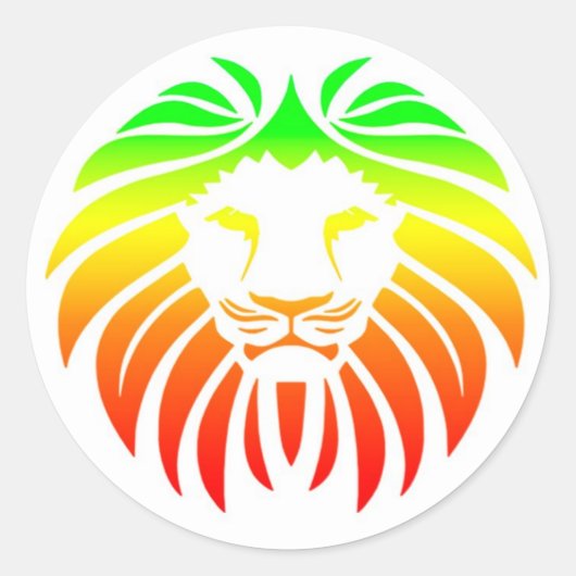 Rasta Lion Head Ronde Sticker (Voorkant)