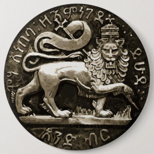 Rasta Lion Judah Ancient Design on Button