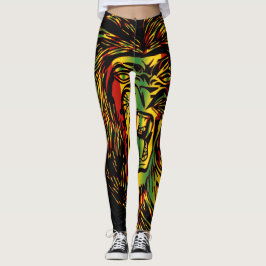 Rasta Lion Judah Fire Leggings