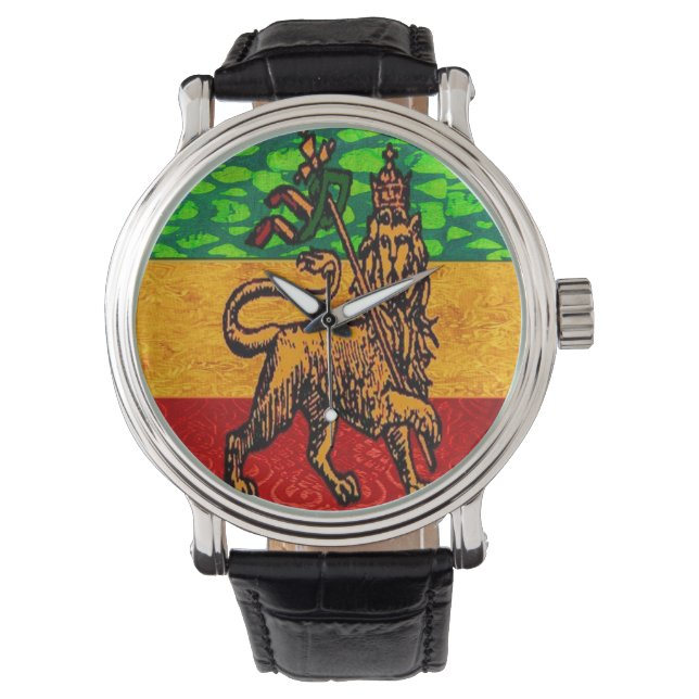 Rasta Lion Judah Flag Horloge (Voorkant)