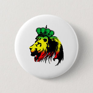 Rasta Lion Judah Ronde Button 5,7 Cm