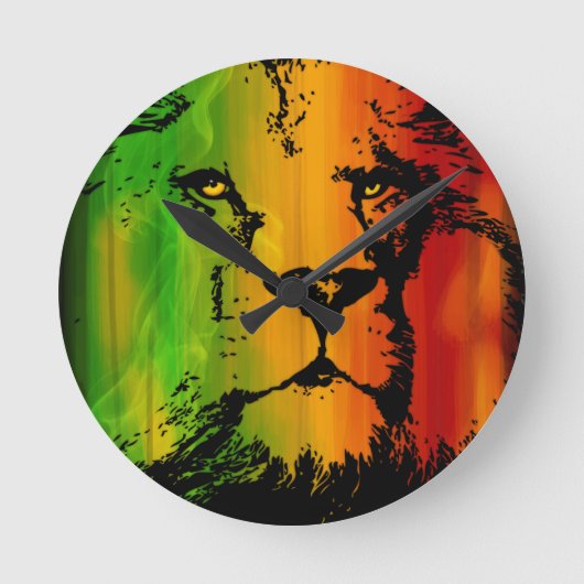 Rasta Lion Ronde Klok (Voorkant)