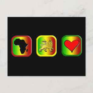 Rasta Map of Africa One Love Lion of Judah Briefkaart