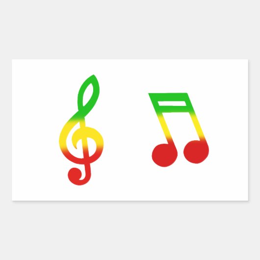 Rasta Note en Treble Clef Rechthoekige Sticker (Voorkant)